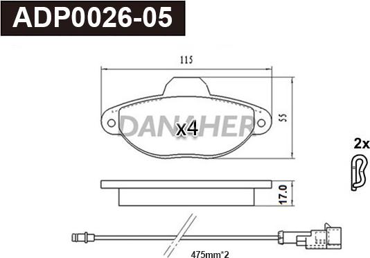 Danaher ADP0026-05 - Kit pastiglie freno, Freno a disco autozon.pro