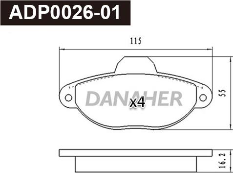 Danaher ADP0026-01 - Kit pastiglie freno, Freno a disco autozon.pro