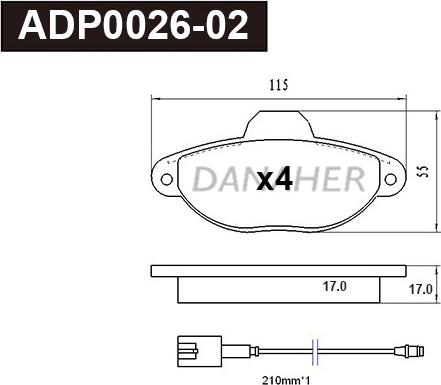 Danaher ADP0026-02 - Kit pastiglie freno, Freno a disco autozon.pro