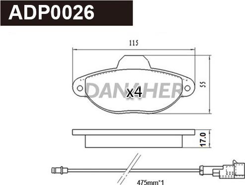 Danaher ADP0026 - Kit pastiglie freno, Freno a disco autozon.pro