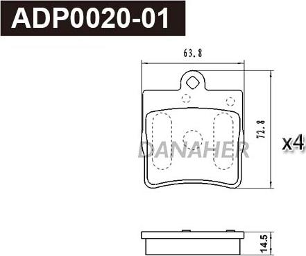 Danaher ADP0020-01 - Kit pastiglie freno, Freno a disco autozon.pro