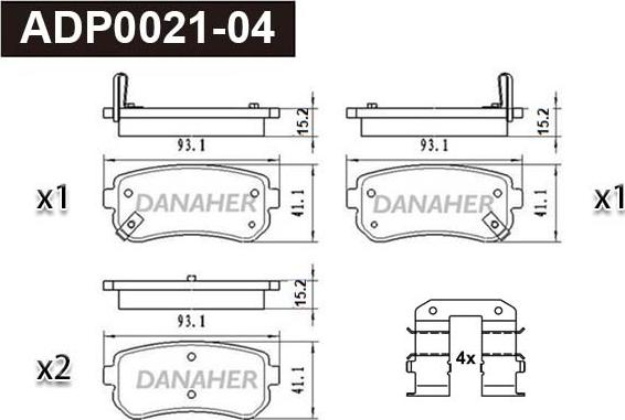 Danaher ADP0021-04 - Kit pastiglie freno, Freno a disco autozon.pro