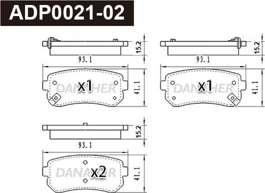 Danaher ADP0021-02 - Kit pastiglie freno, Freno a disco autozon.pro