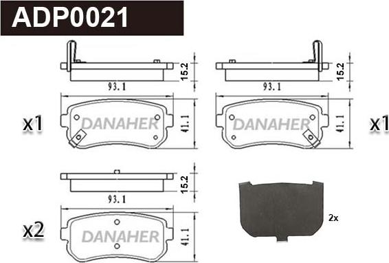 Danaher ADP0021 - Kit pastiglie freno, Freno a disco autozon.pro