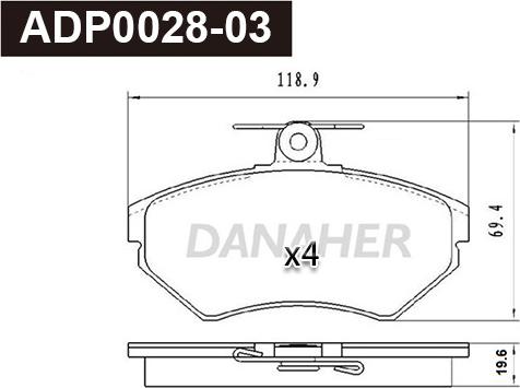 Danaher ADP0028-03 - Kit pastiglie freno, Freno a disco autozon.pro