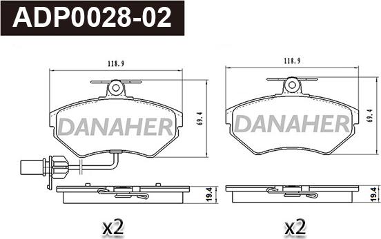 Danaher ADP0028-02 - Kit pastiglie freno, Freno a disco autozon.pro