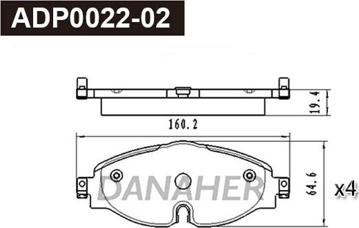 Danaher ADP0022-02 - Kit pastiglie freno, Freno a disco autozon.pro