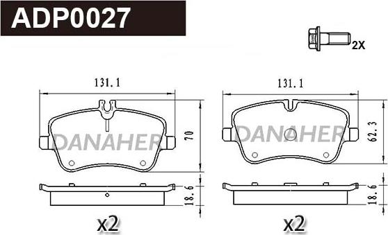 Danaher ADP0027 - Kit pastiglie freno, Freno a disco autozon.pro