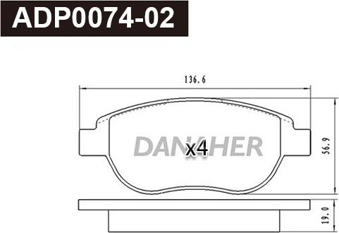 Danaher ADP0074-02 - Kit pastiglie freno, Freno a disco autozon.pro