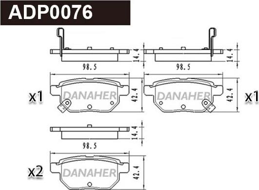 Danaher ADP0076 - Kit pastiglie freno, Freno a disco autozon.pro