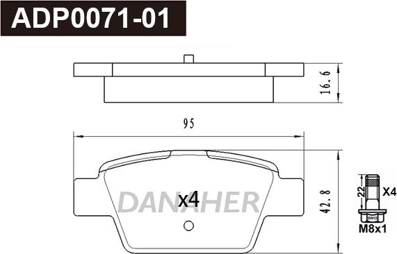 Danaher ADP0071-01 - Kit pastiglie freno, Freno a disco autozon.pro