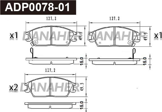 Danaher ADP0078-01 - Kit pastiglie freno, Freno a disco autozon.pro