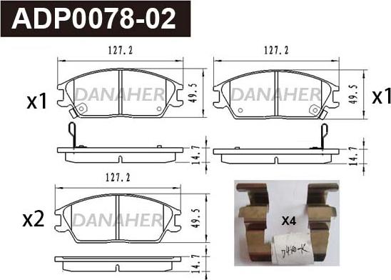 Danaher ADP0078-02 - Kit pastiglie freno, Freno a disco autozon.pro