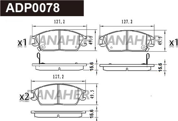 Danaher ADP0078 - Kit pastiglie freno, Freno a disco autozon.pro