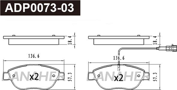 Danaher ADP0073-03 - Kit pastiglie freno, Freno a disco autozon.pro