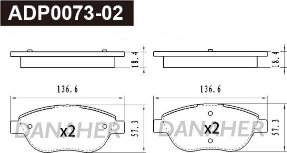 Danaher ADP0073-02 - Kit pastiglie freno, Freno a disco autozon.pro