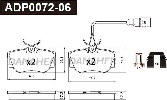 Danaher ADP0072-06 - Kit pastiglie freno, Freno a disco autozon.pro