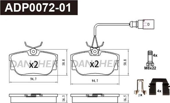 Danaher ADP0072-01 - Kit pastiglie freno, Freno a disco autozon.pro