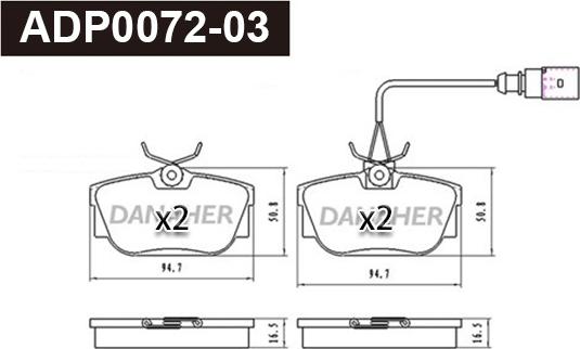 Danaher ADP0072-03 - Kit pastiglie freno, Freno a disco autozon.pro