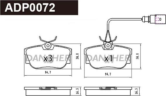 Danaher ADP0072 - Kit pastiglie freno, Freno a disco autozon.pro