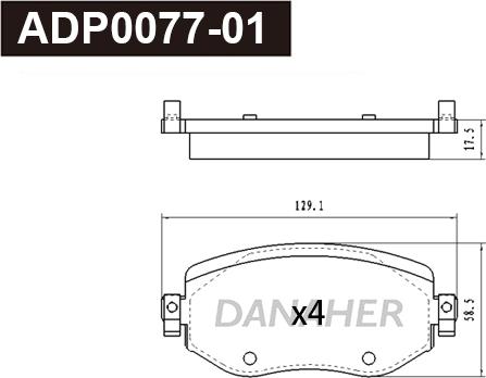 Danaher ADP0077-01 - Kit pastiglie freno, Freno a disco autozon.pro