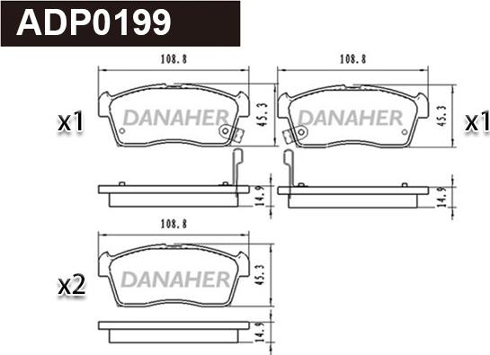 Danaher ADP0199 - Kit pastiglie freno, Freno a disco autozon.pro