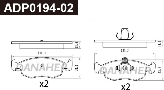 Danaher ADP0194-02 - Kit pastiglie freno, Freno a disco autozon.pro