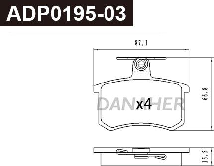 Danaher ADP0195-03 - Kit pastiglie freno, Freno a disco autozon.pro