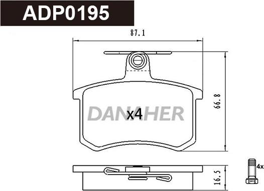 Danaher ADP0195 - Kit pastiglie freno, Freno a disco autozon.pro