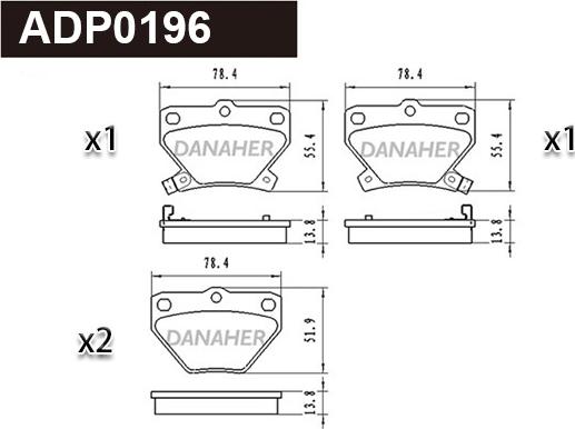 Danaher ADP0196 - Kit pastiglie freno, Freno a disco autozon.pro