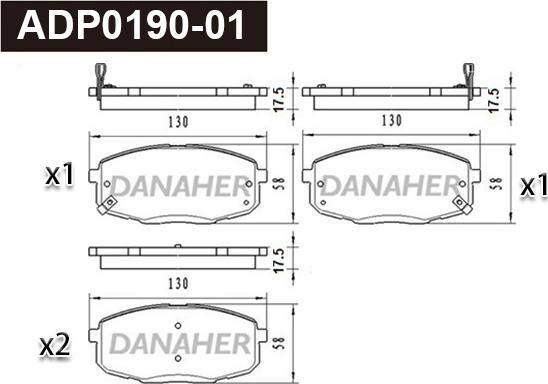 Danaher ADP0190-01 - Kit pastiglie freno, Freno a disco autozon.pro