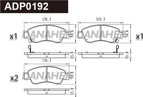 Danaher ADP0192 - Kit pastiglie freno, Freno a disco autozon.pro