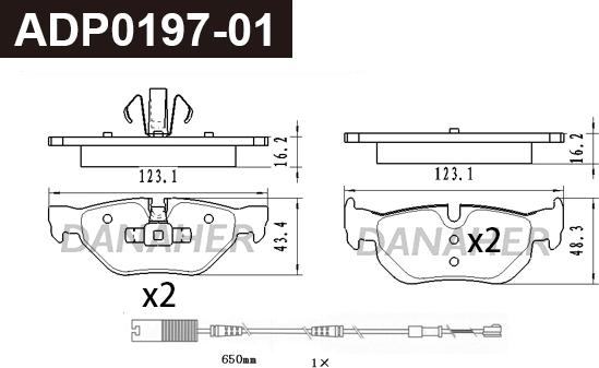 Danaher ADP0197-01 - Kit pastiglie freno, Freno a disco autozon.pro