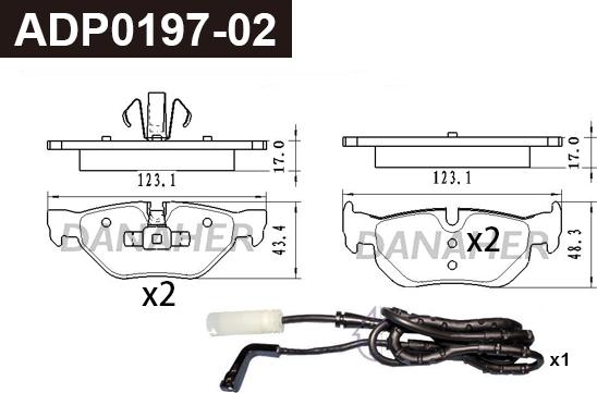 Danaher ADP0197-02 - Kit pastiglie freno, Freno a disco autozon.pro