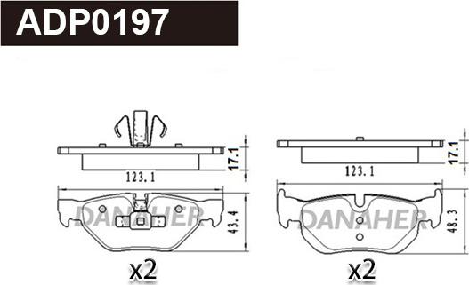 Danaher ADP0197 - Kit pastiglie freno, Freno a disco autozon.pro