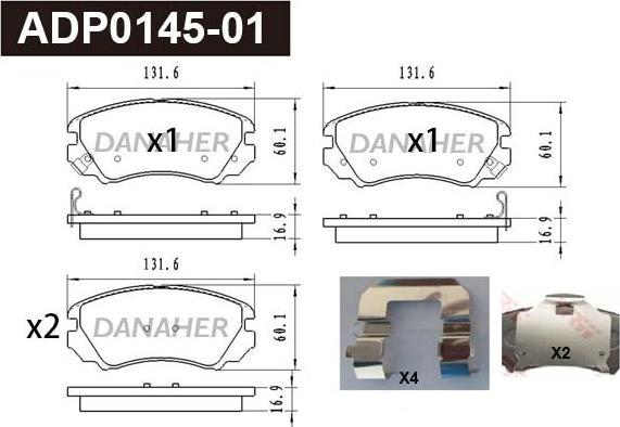 Danaher ADP0145-01 - Kit pastiglie freno, Freno a disco autozon.pro