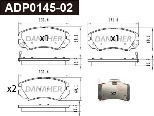 Danaher ADP0145-02 - Kit pastiglie freno, Freno a disco autozon.pro