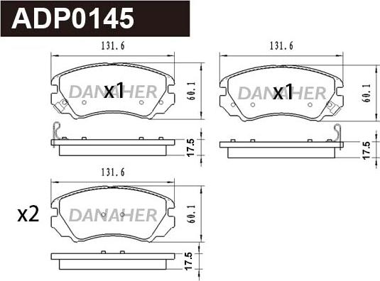 Danaher ADP0145 - Kit pastiglie freno, Freno a disco autozon.pro