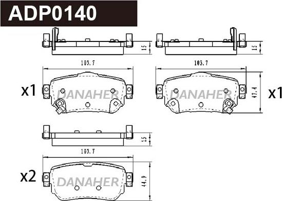 Danaher ADP0140 - Kit pastiglie freno, Freno a disco autozon.pro