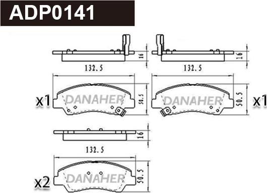 Danaher ADP0141 - Kit pastiglie freno, Freno a disco autozon.pro