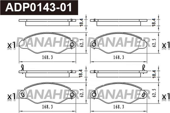 Danaher ADP0143-01 - Kit pastiglie freno, Freno a disco autozon.pro