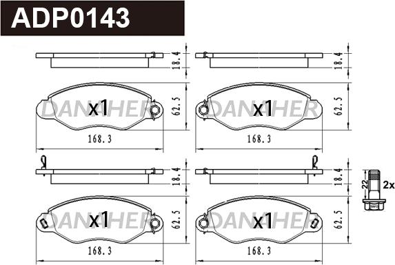 Danaher ADP0143 - Kit pastiglie freno, Freno a disco autozon.pro