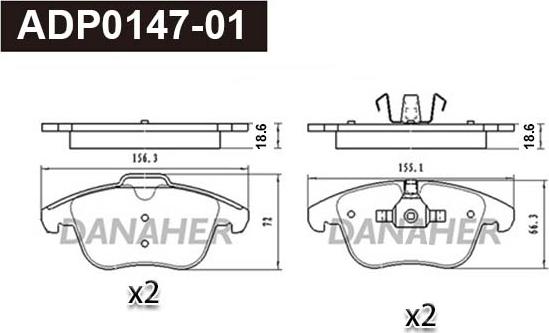 Danaher ADP0147-01 - Kit pastiglie freno, Freno a disco autozon.pro