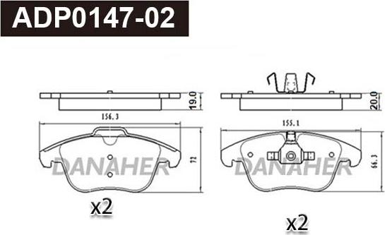 Danaher ADP0147-02 - Kit pastiglie freno, Freno a disco autozon.pro