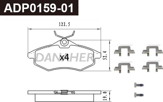 Danaher ADP0159-01 - Kit pastiglie freno, Freno a disco autozon.pro