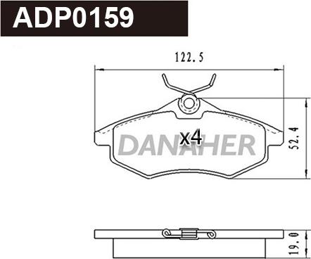 Danaher ADP0159 - Kit pastiglie freno, Freno a disco autozon.pro