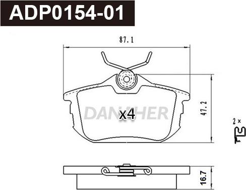 Danaher ADP0154-01 - Kit pastiglie freno, Freno a disco autozon.pro