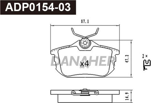 Danaher ADP0154-03 - Kit pastiglie freno, Freno a disco autozon.pro