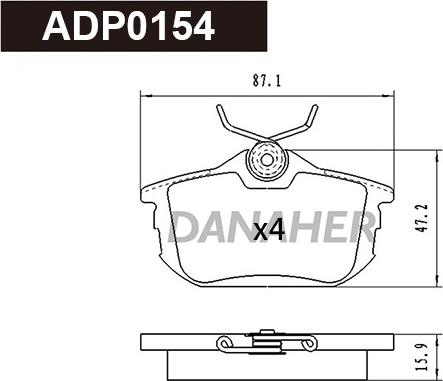 Danaher ADP0154 - Kit pastiglie freno, Freno a disco autozon.pro