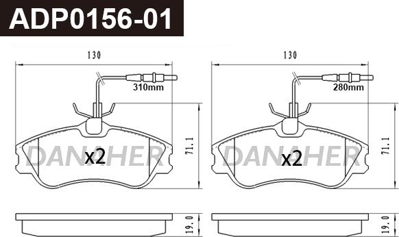 Danaher ADP0156-01 - Kit pastiglie freno, Freno a disco autozon.pro